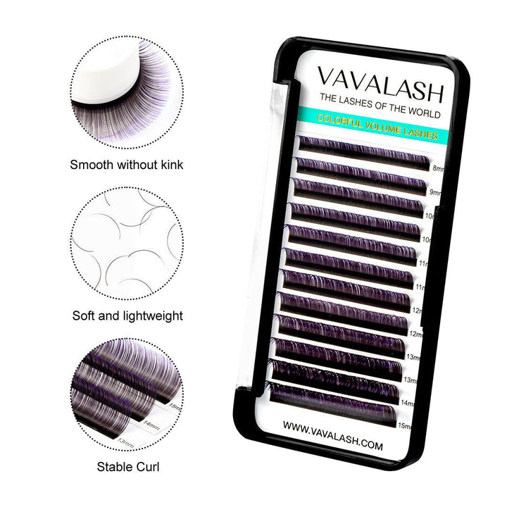 Ombre Colored Lash Individual Premium Eyelash Extensions 0.07mm SC - VAVALASH