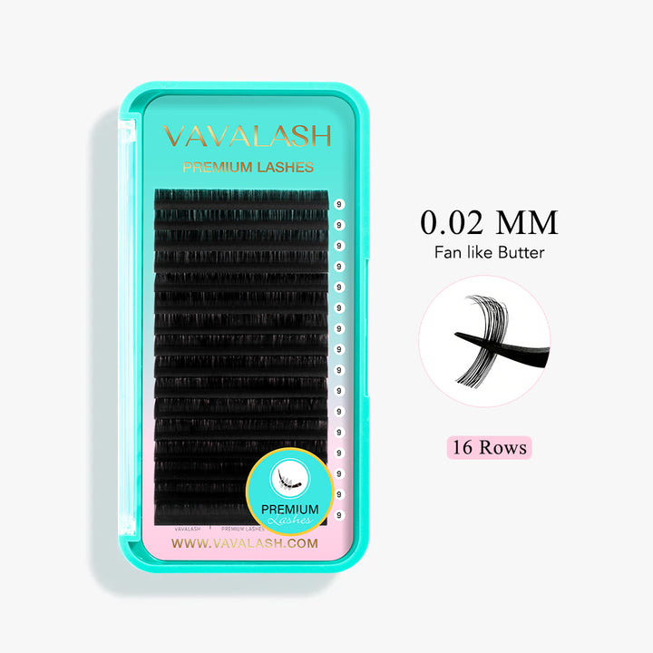 Extensiones de pestañas premium de Mega Volume Black Volume 0.02 mm
