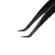 VA-01 Fiber Tip Black Coated Curved Tweezers for Volume Lashes