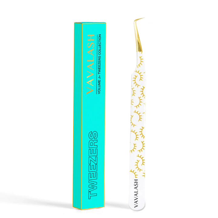 VB-04 White Colored Lash Tweezer With Lash Print for Eyelash Extension - VAVALASH