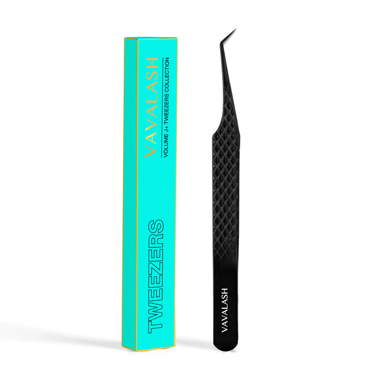 VA-04 Fiber Tip Black Coated 45°-Deg Volume Eyelash Extensions Tweezers - VAVALASH