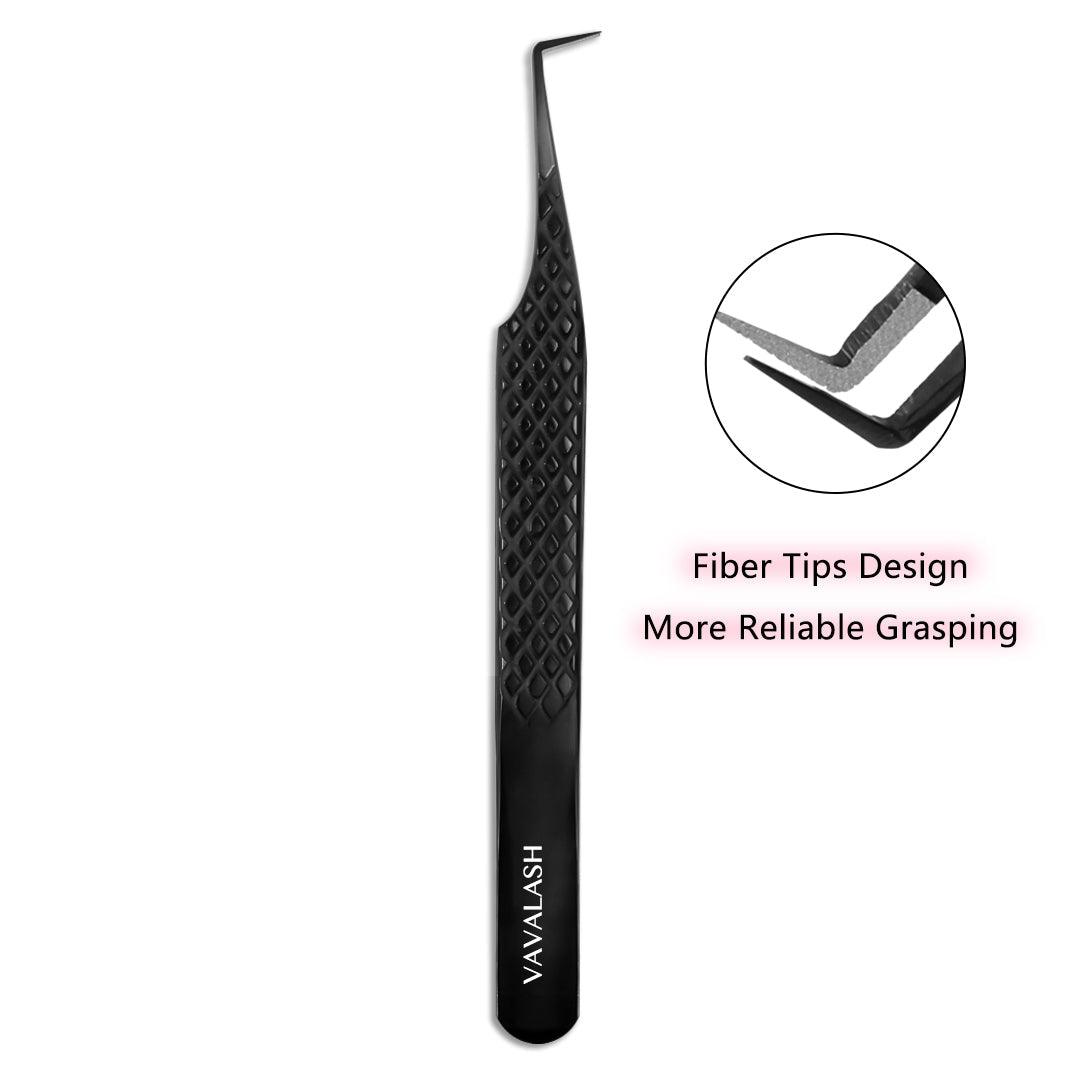 VA-05 Fiber Tip 90°-Deg Light Black Coated Tweezers SC