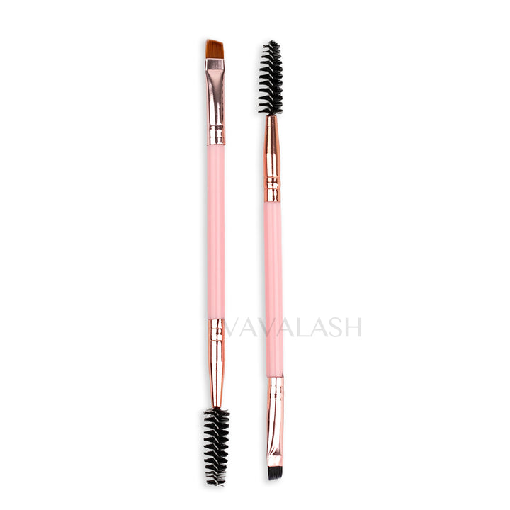Double-ended brush for eyelash extensions, brown and black dual-tip lash applicator brush for isolation and adhesive application