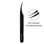 VA-03 Fiber Tip Black Coated Curved Tweezers for Volume Eyelash Extensions