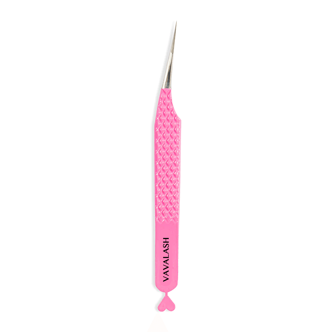 VP-12 Curved Pink Heart-shaped Isolation Tweezer for Eyelash Extension