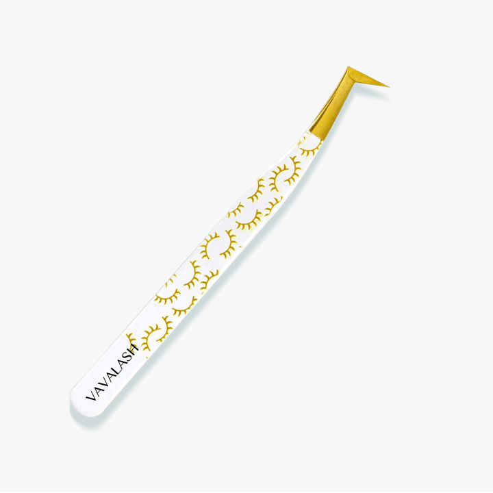 VB-01 White Colored Lash Tweezer With Lash Print for Eyelash Extension