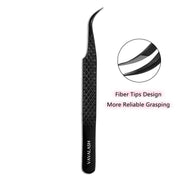 VA-02 Fiber Tip Black Coated Curved Tweezers for Volume Lashes
