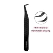 VA-01 Fiber Tip Black Coated Curved Tweezers for Volume Lashes
