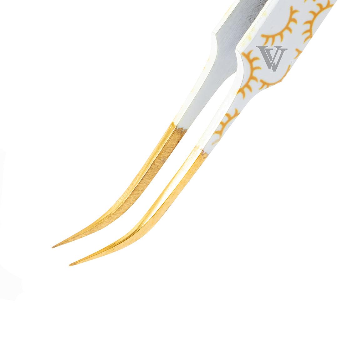 VB-03 White Colored Lash Tweezer With Lash Print for Eyelash Extension