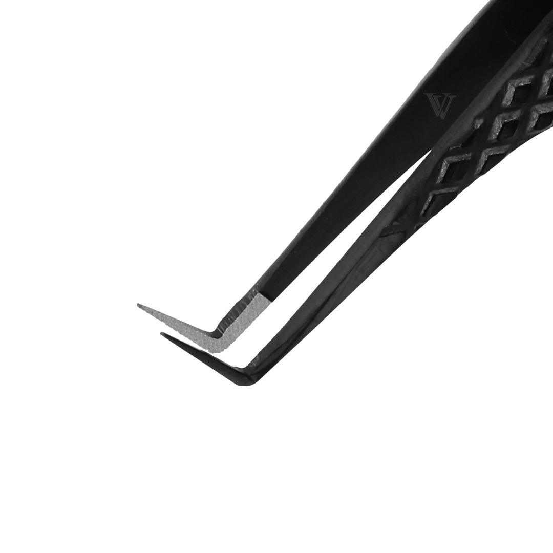 VA-05 Fiber Tip 90°-Deg Light Black Coated Tweezers SC