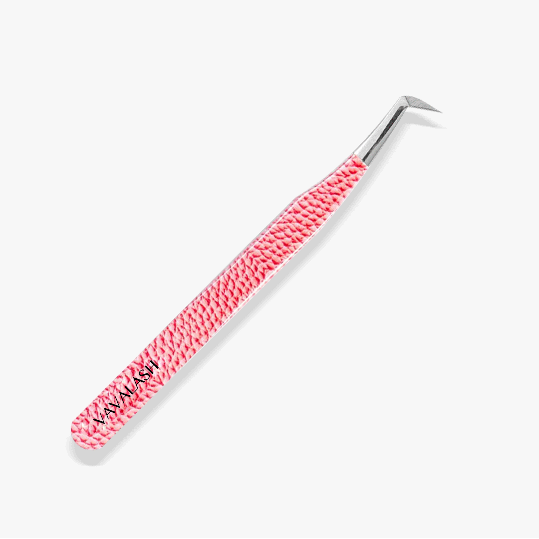 VD-02 Pink Leather Pattern Professional Eyelash Extensions Tweezer