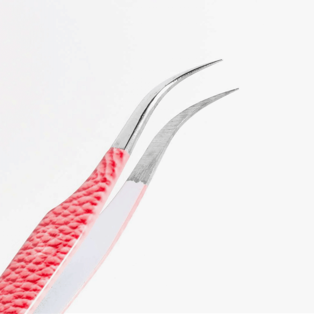 VD-04 Pink Leather Pattern Professional Eyelash Extensions Tweezer 2