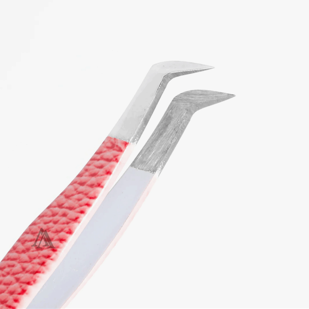 VD-02 Pink Leather Pattern Professional Eyelash Extensions Tweezer 2