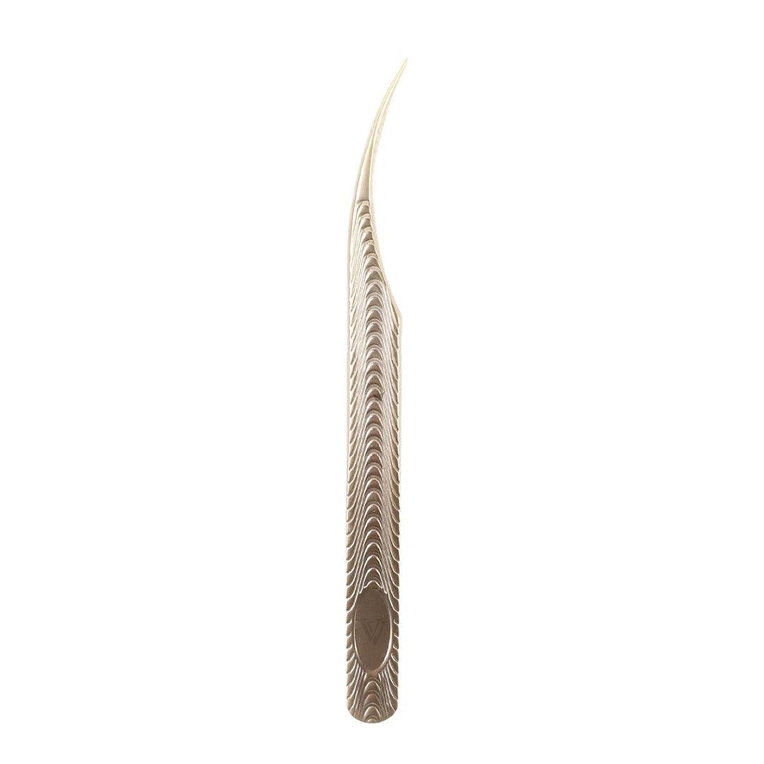 VF-05 Champagne Gold Curved Tip Tweezers for Eyelash Extensions SC - VAVALASH