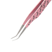 VP-18 Pink Colored Lash Tweezer With Lash Print for Eyelash Extension