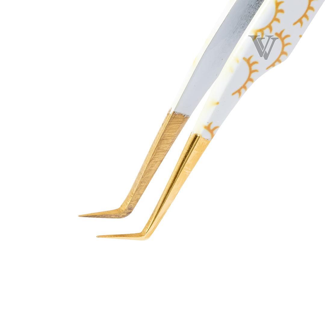 VB-04 White Colored Lash Tweezer With Lash Print for Eyelash Extension