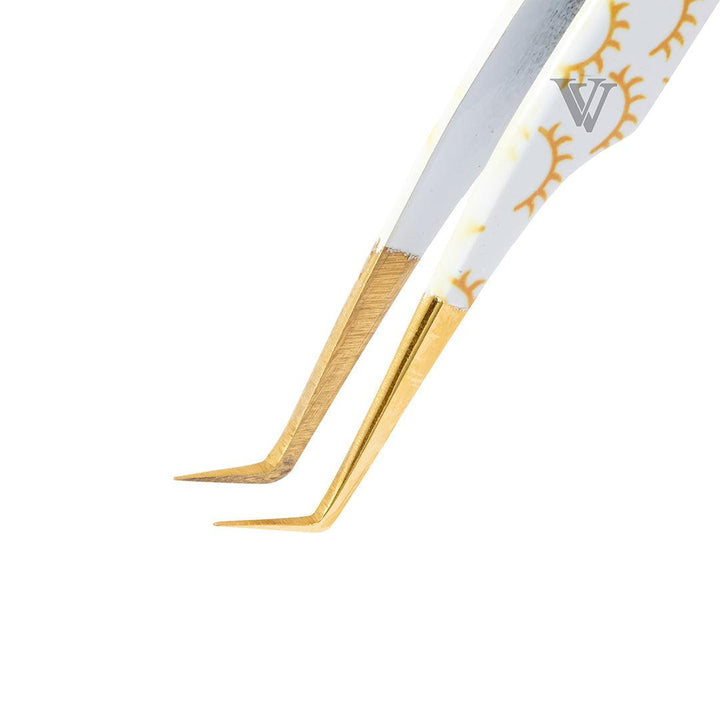 VB-04 White Colored Lash Tweezer With Lash Print for Eyelash Extension