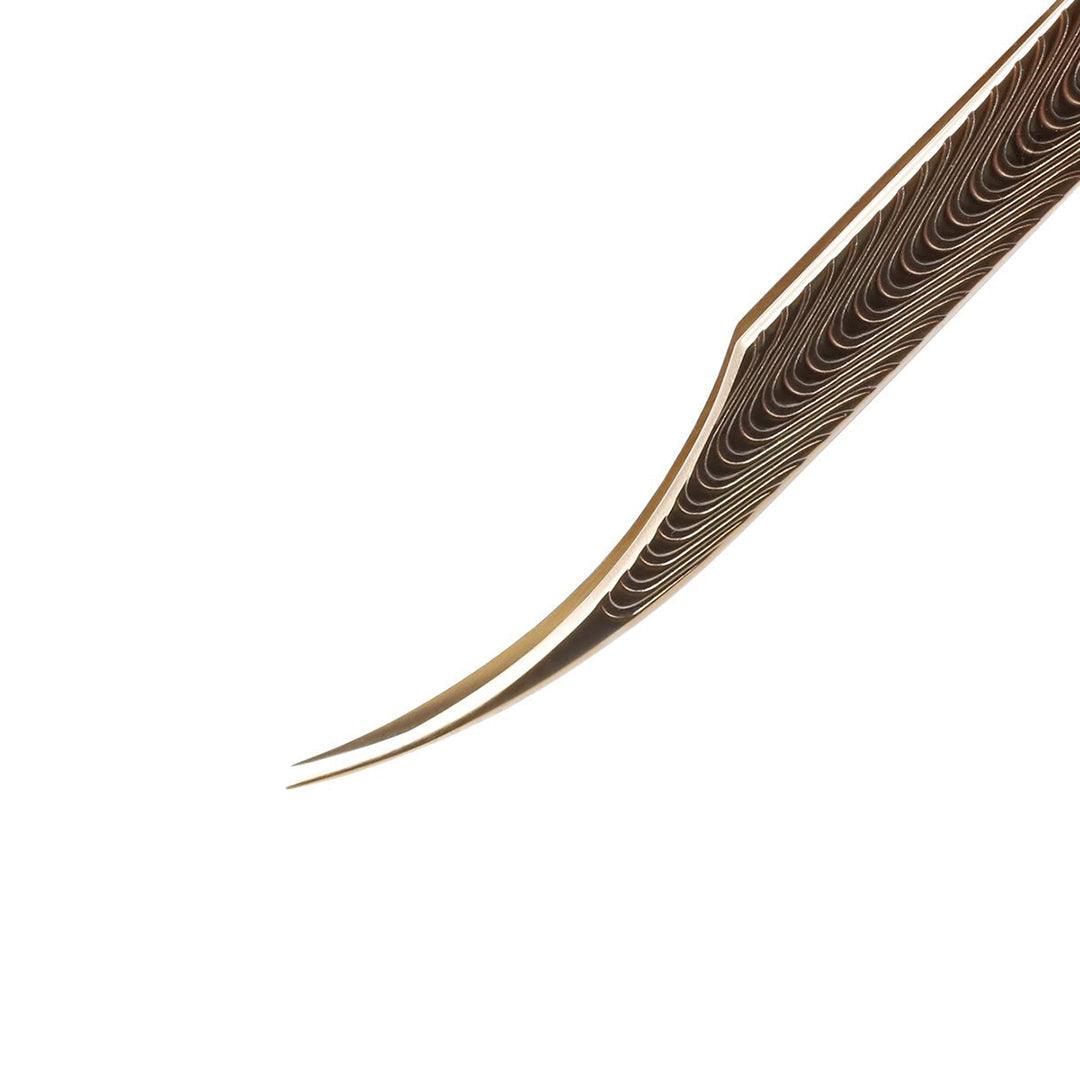 VF-05 Champagne Gold Curved Tip Tweezers for Eyelash Extensions SC - VAVALASH