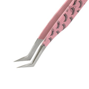 VP-20 Pink Colored Lash Tweezer With Lash Print for Eyelash Extension