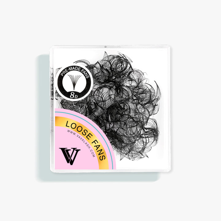 8D handgefertigte vorgefertigte lose Fans mit spitzem Basis /500 Fans