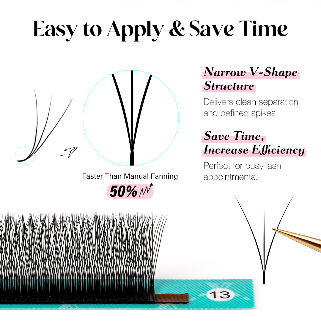 Narrow 3D V-Shape W Volume Lashes 0.07MM