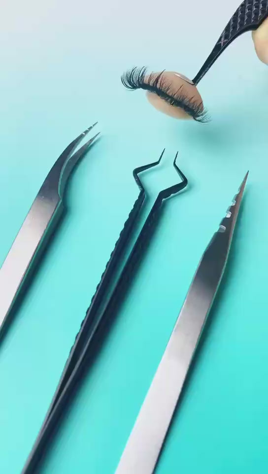 VF-05 Champagne Gold Curved Tip Tweezers for Eyelash Extensions