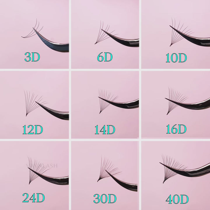 8D handgefertigte vorgefertigte lose Fans mit spitzem Basis /500 Fans